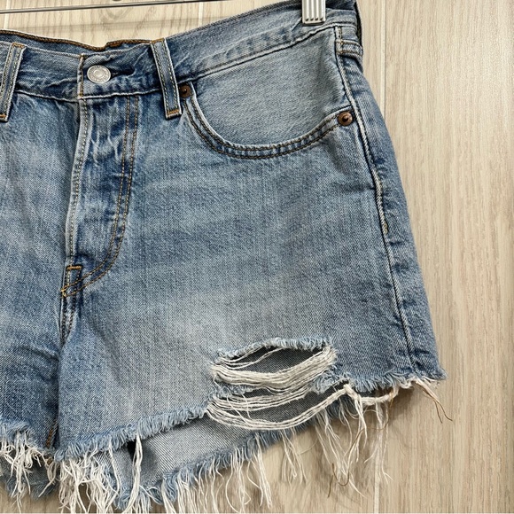 Levi's 501 Patchwork Denim Shorts Size 27 Bohemian Cut Off 90s Mid Rise - Picture 4 of 11